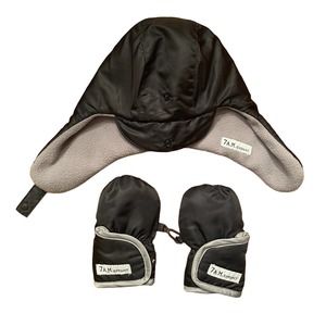 KIDS Winter 7 AM Enfant Hat and Mittens Chapeau212 Black Sz 3-12mos